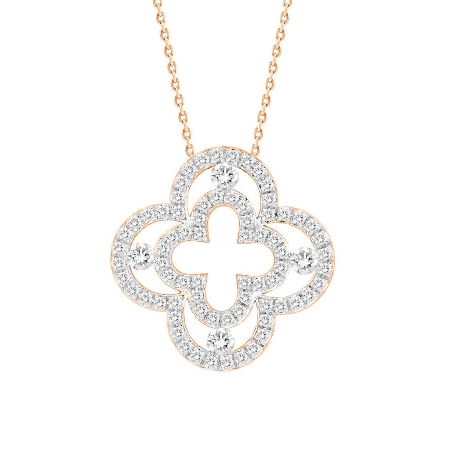 4 Leaf Clover Pendant With Diamonds In 10kt Rose Gold