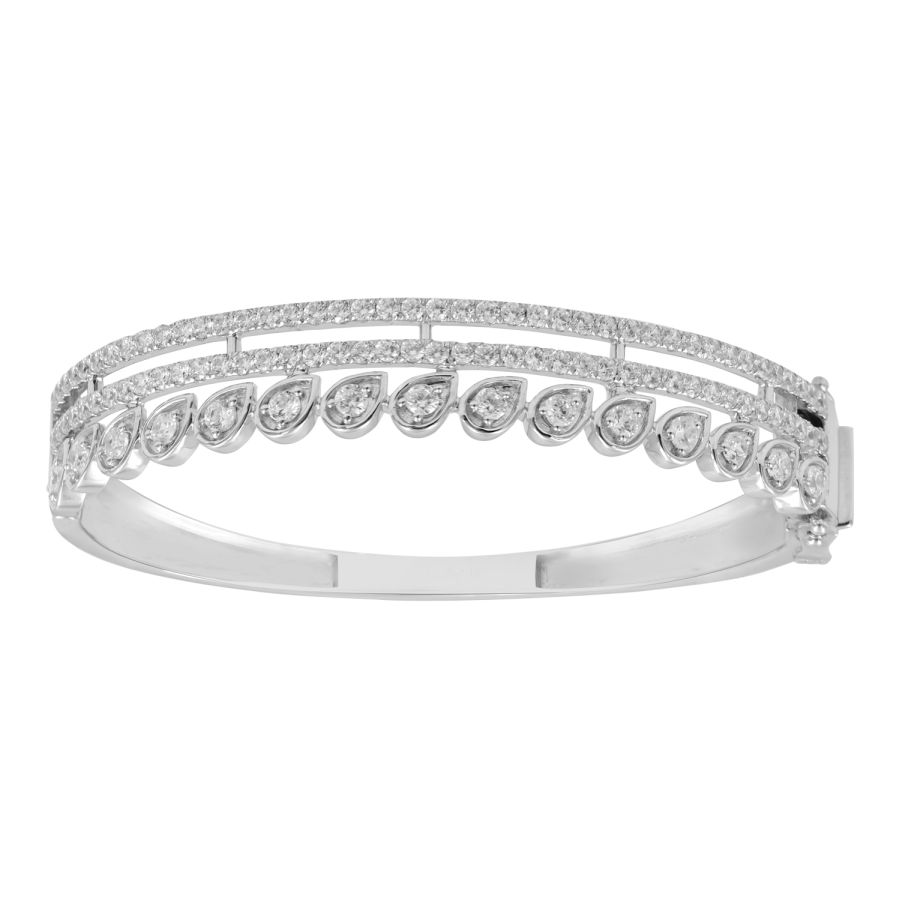 15832636_287320W.jpg LADIES BANGLE 3.25CT ROUND DIAMOND 14K WHITE GOLD - Image 1