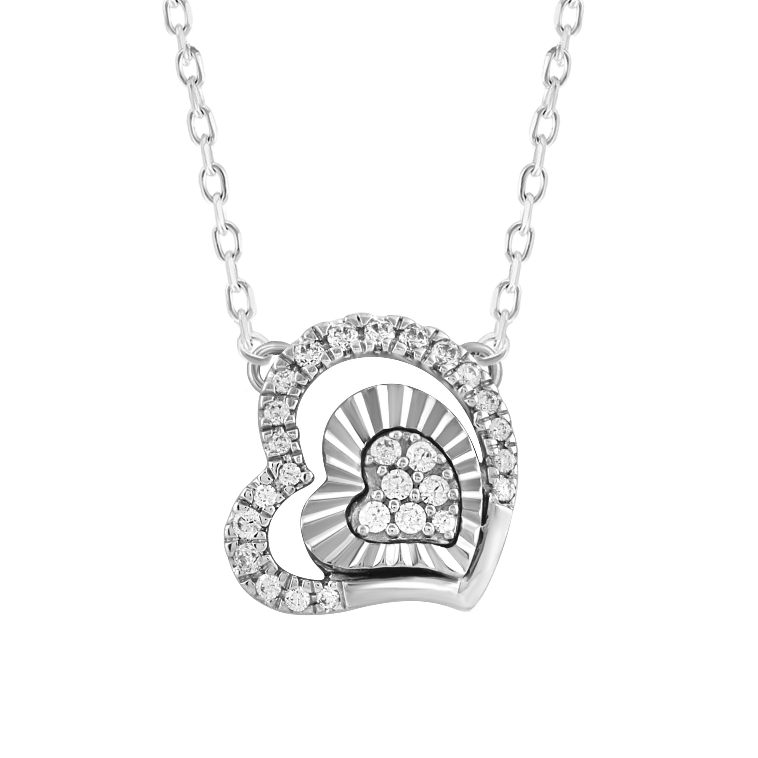 17809660_331998W.jpg LADIES PENDANT 0.16CT WITH CHAIN ROUND DIAMOND 14K WHITE GOLD - Image 1
