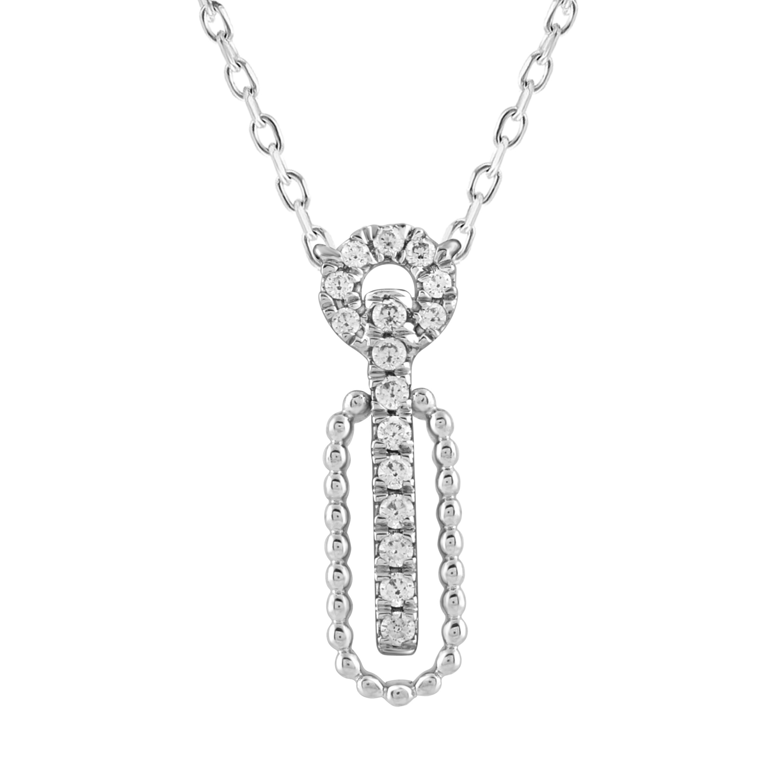 17922653_331912W.jpg LADIES NECKLACE 0.10CT ROUND DIAMOND 14K WHITE GOLD - Image 1
