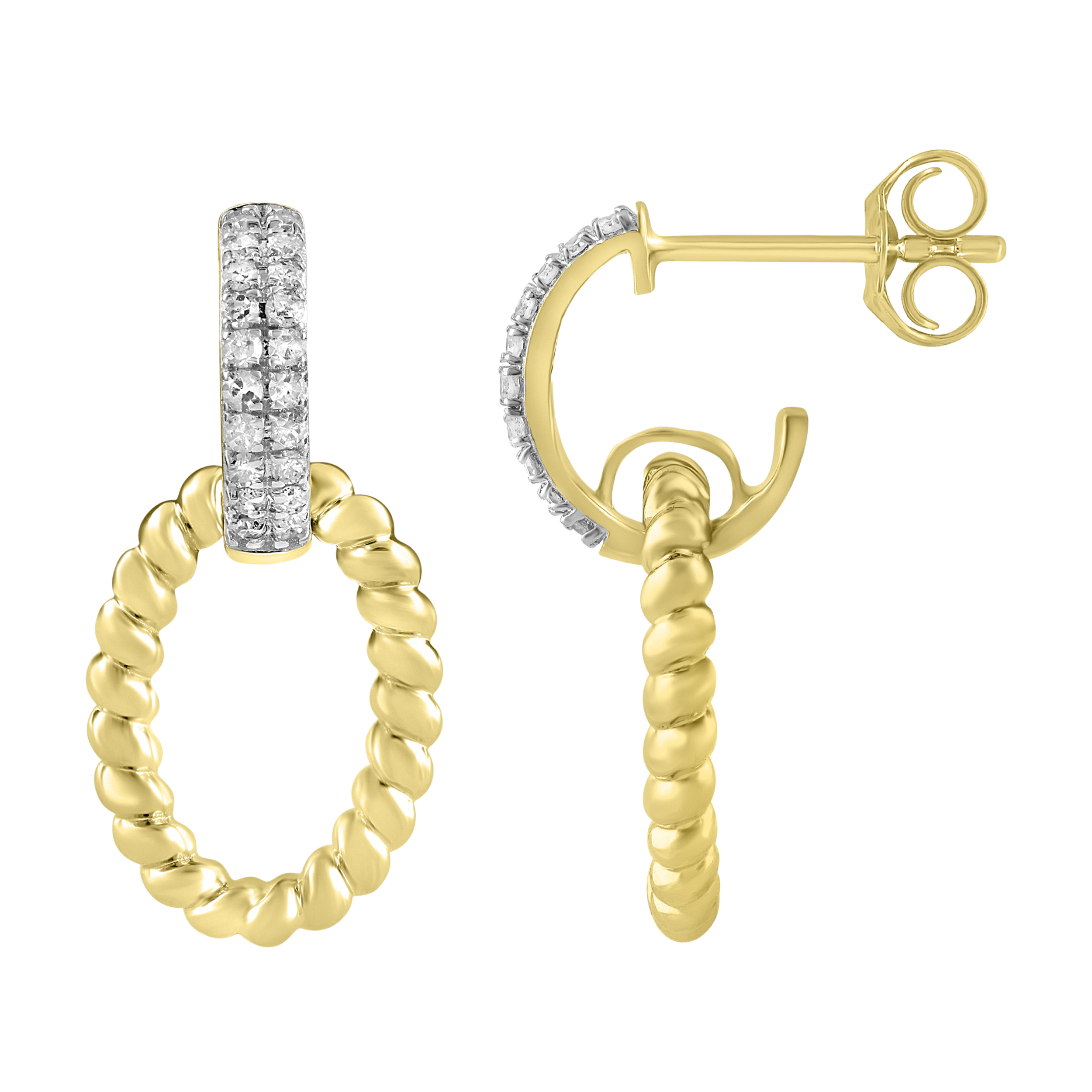 17929682_329536Y.jpg LADIES EARRINGS 0.25CT ROUND DIAMOND 14K YELLOW GOLD - Image 1