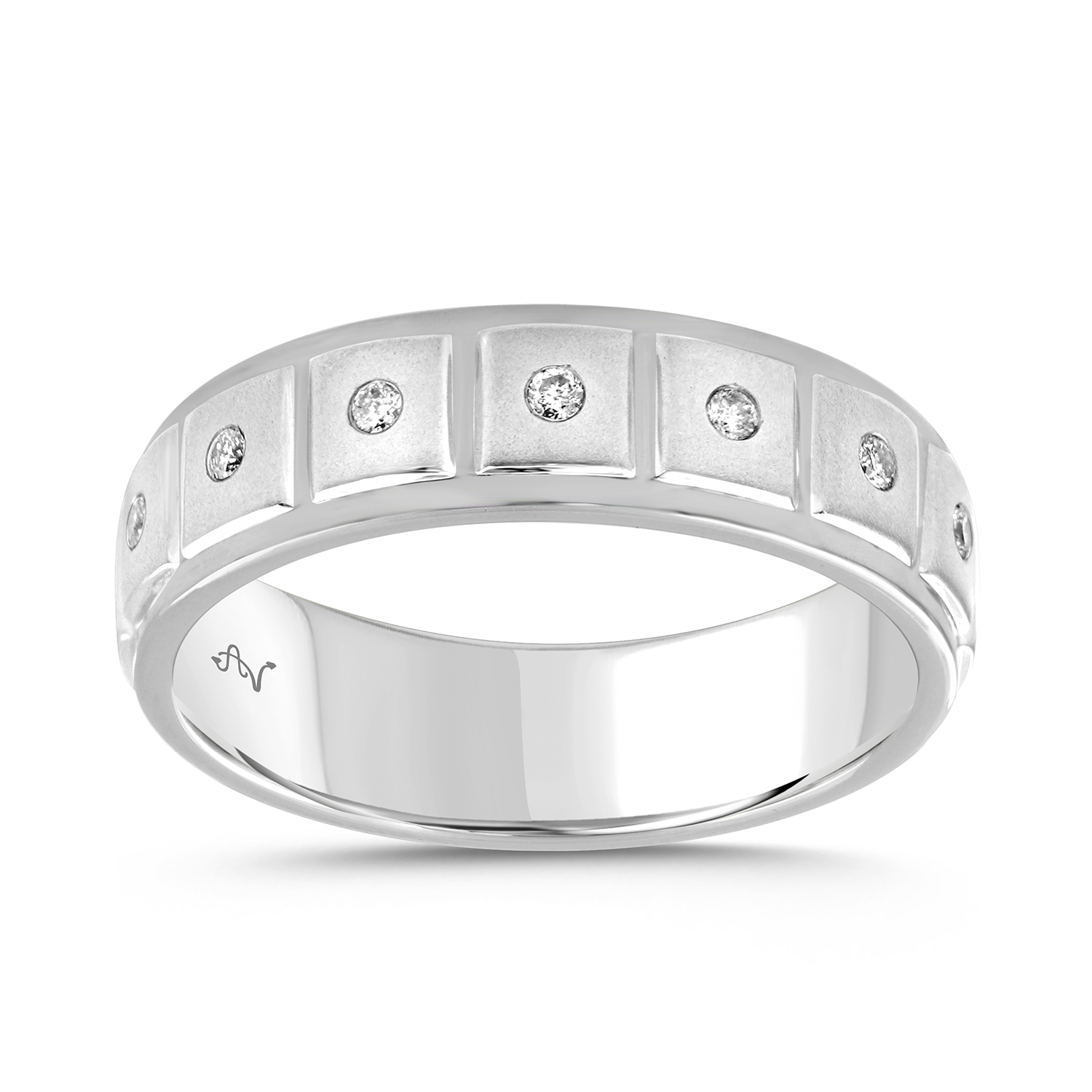 17930135_322160W.jpg MEN'S BAND 0.10CT ROUND DIAMOND 14K WHITE GOLD - Image 1