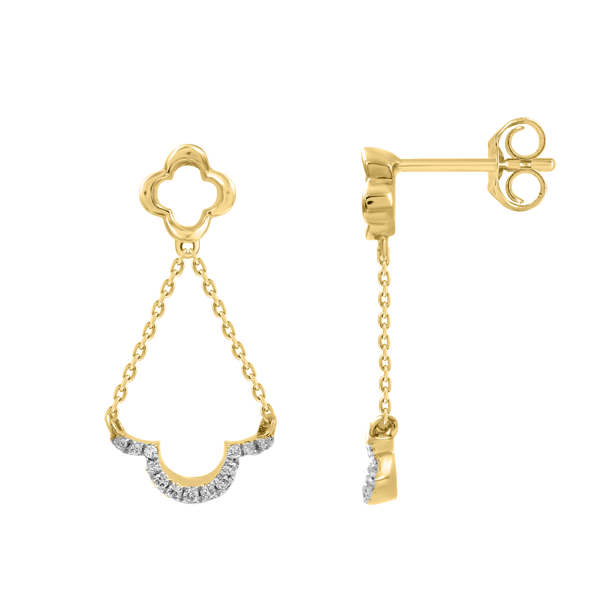 17955965_317927Y.jpg LADIES EARRINGS 0.20CT ROUND DIAMOND 14K YELLOW GOLD - Image 1