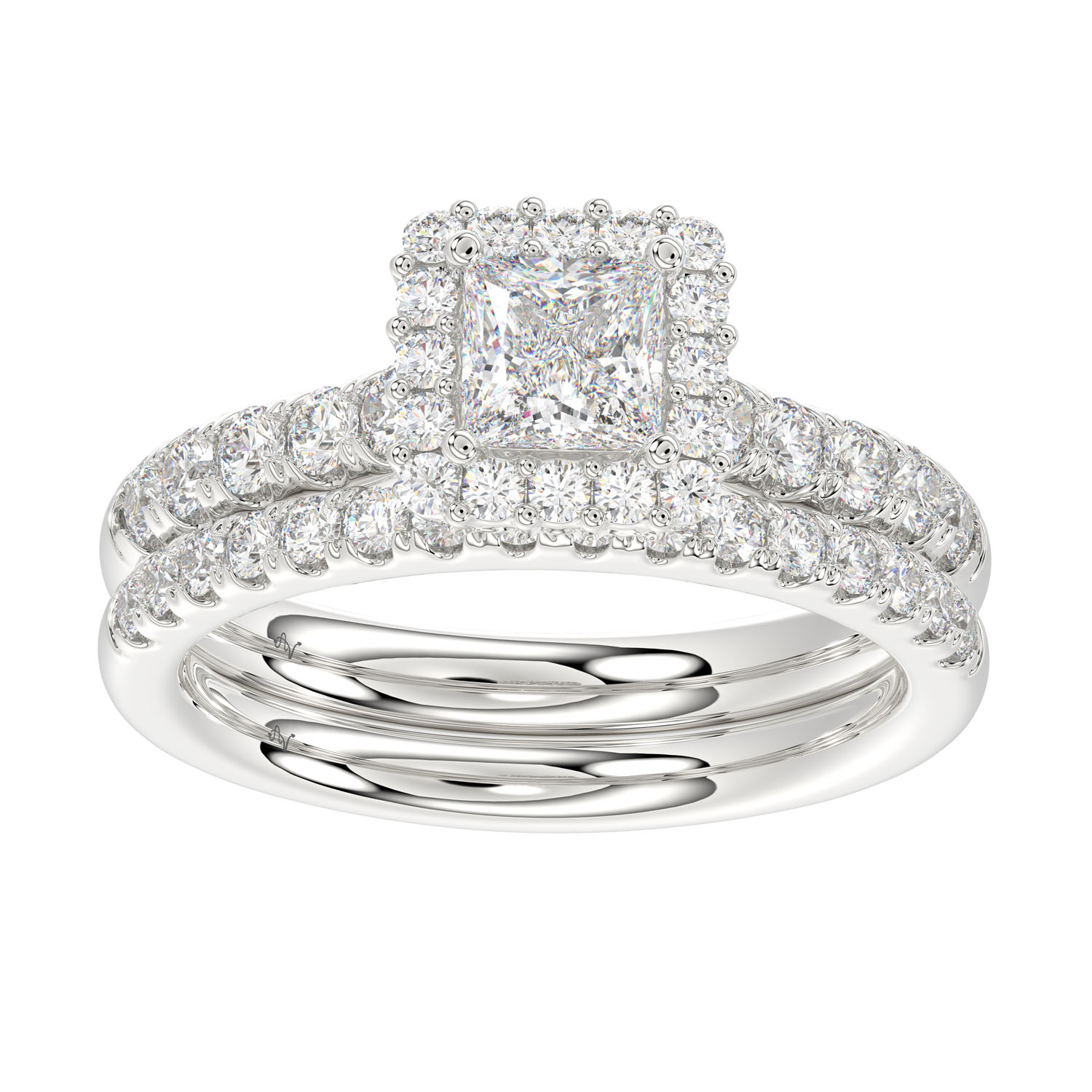 18153083_275707W-A-28934.jpg LADIES BRIDAL SET 1.60CT ROUND DIAMOND 14K WHITE GOLD (SI QUALITY) (CENTER STONE 0.75CT PRINCESS DIAMOND) - Image 1