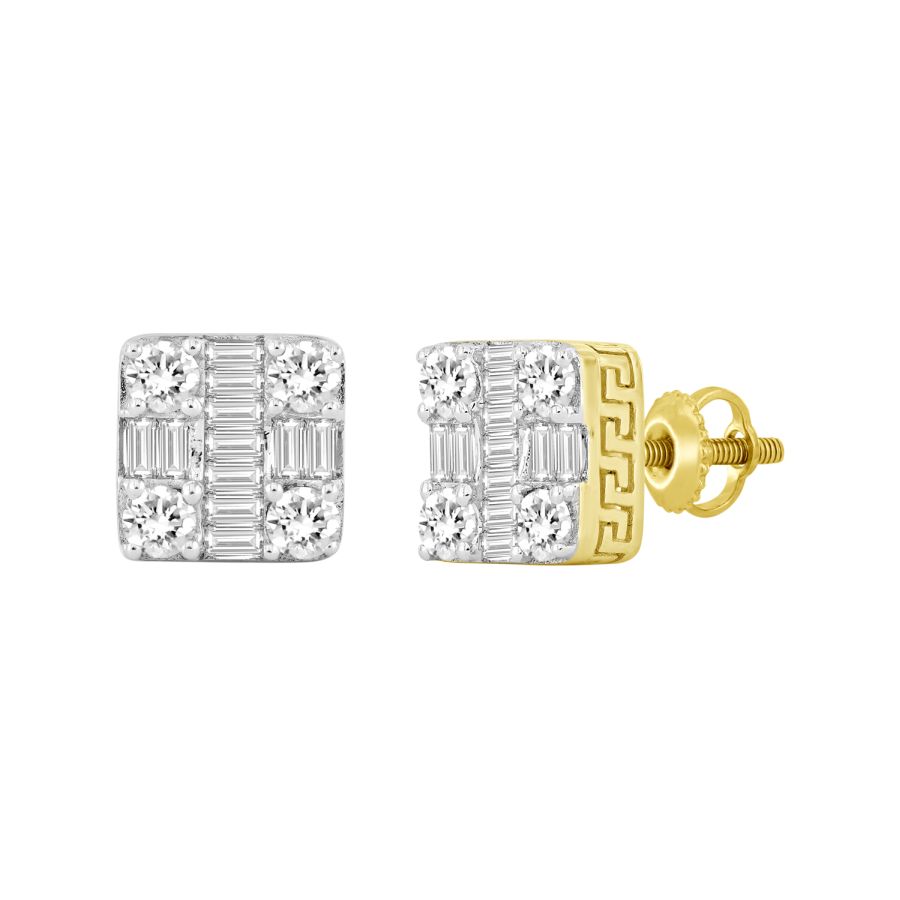 18153398_251708Y-29604.jpg LADIES EARRINGS 1.00CT ROUND/BAGUETTE DIAMOND 10K YELLOW GOLD - Image 1