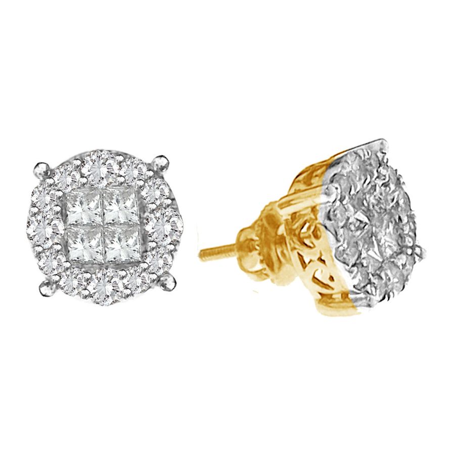 18153422_67944Y-29652.jpg LADIES STUD EARRINGS 2.00CT ROUND/PRINCESS DIAMOND 14K YELLOW GOLD - Image 1