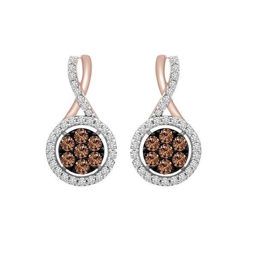 18153745_216375R-30631.jpg LADIES EARRINGS 0.75CT ROUND DARK BROWN DIAMOND 10K ROSE GOLD - Image 1