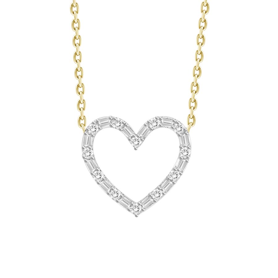 18153799_259270Y-30883.jpg LADIES NECKLACE 0.20CT ROUND/BAGUETTE DIAMOND 10K YELLOW GOLD - Image 1