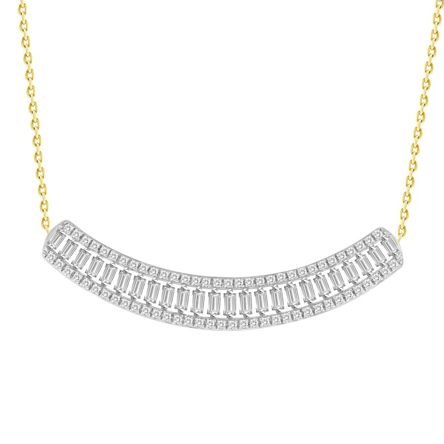 18153829_258577Y-30981.jpg LADIES NECKLACE 0.33CT ROUND/BAGUETTE DIAMOND 10K YELLOW GOLD - Image 1