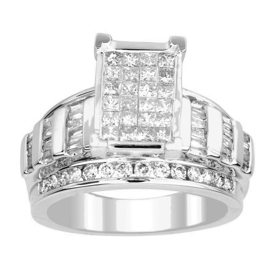 18154257_65197W-32700.jpg LADIES RING 1.50CT ROUND/PRINCESS/BAGUETTE DIAMOND 10K WHITE GOLD - Image 1