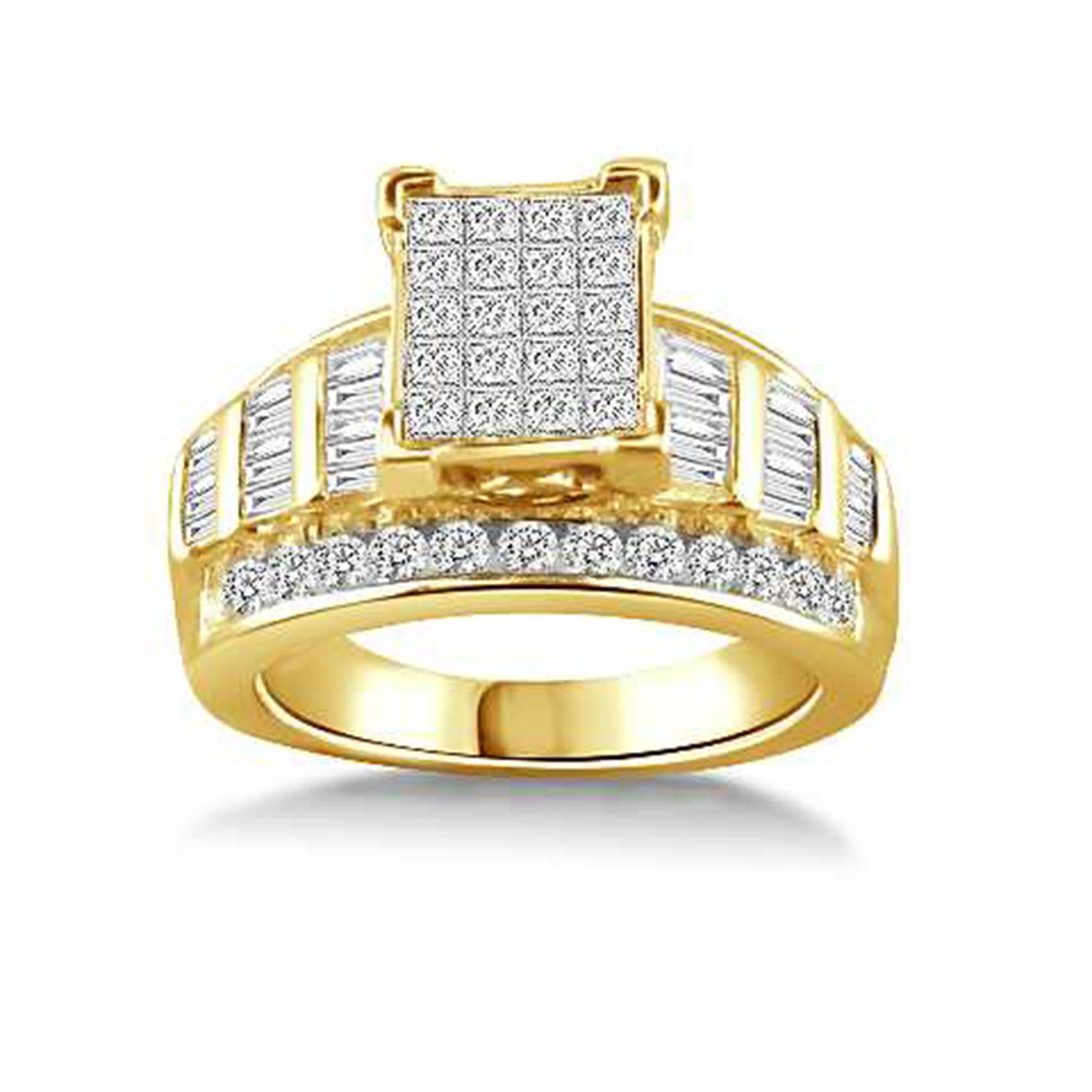 18154259_65197Y-32701.jpg LADIES RING 1.50CT ROUND/PRINCESS/BAGUETTE DIAMOND 10K YELLOW GOLD - Image 1