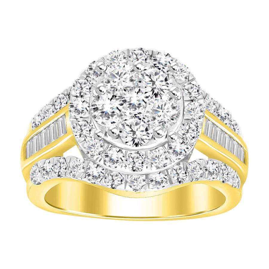 18154286_222263Y-32763.jpg LADIES RING 2.00CT ROUND/BAGUETTE DIAMOND 10K YELLOW GOLD - Image 1