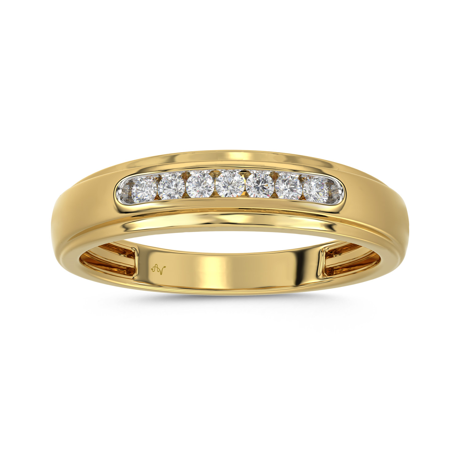 18154428_74304Y-32933.jpg MEN'S BAND 0.25CT ROUND DIAMOND 10K YELLOW GOLD - Image 1