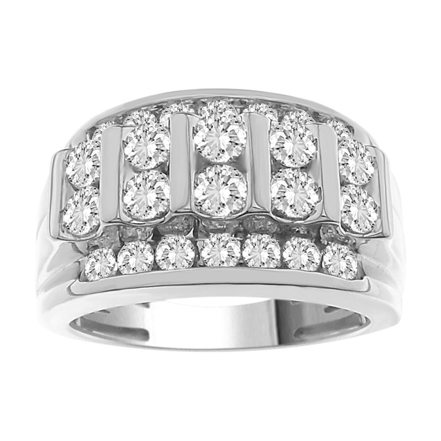18154497_78242W-32995.jpg MEN'S RING 3.00CT ROUND DIAMOND 10K WHITE GOLD - Image 1