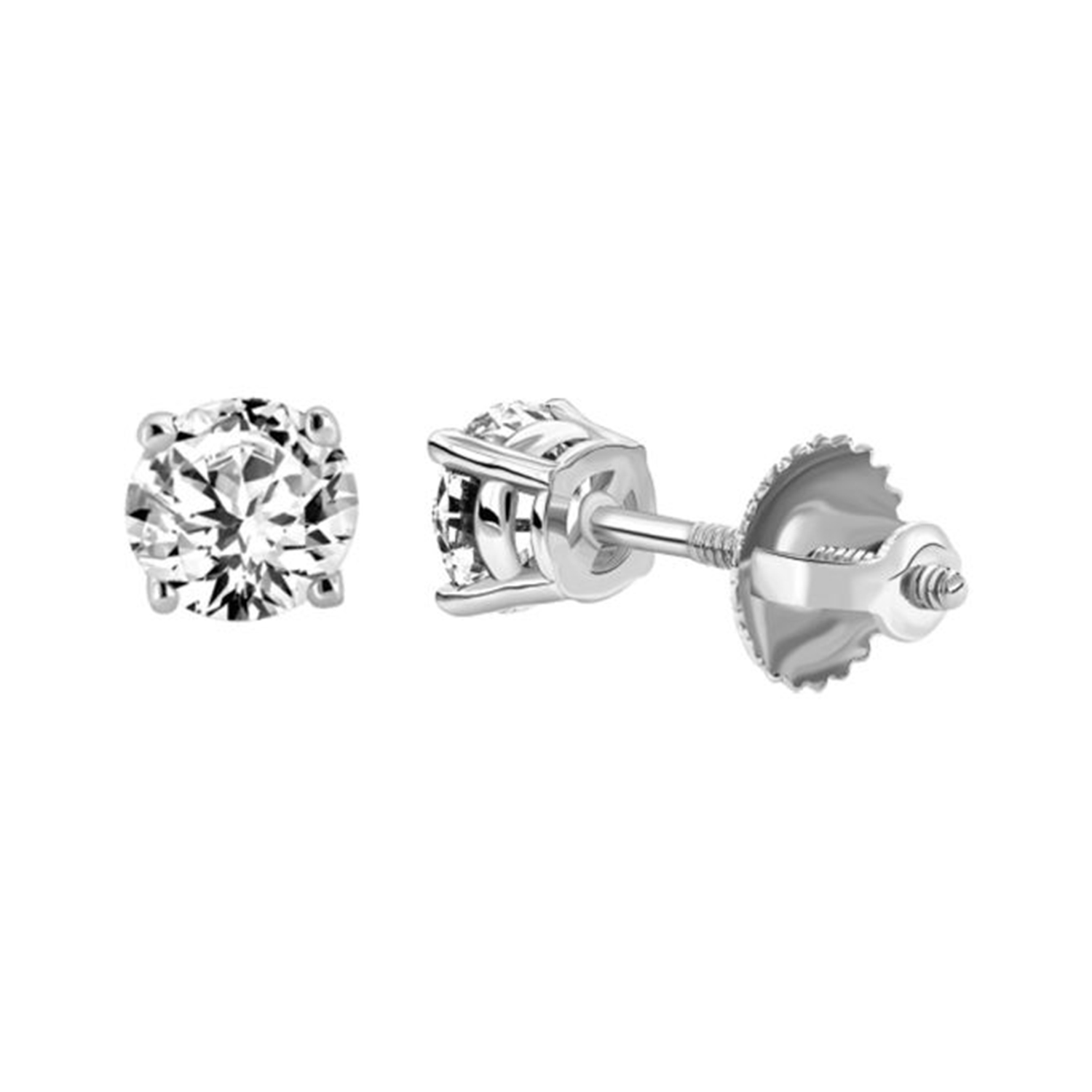 18154840_57353W-33603.jpg LADIES SOLITAIRE EARRINGS 0.15CT ROUND DIAMOND 14K WHITE GOLD - Image 1