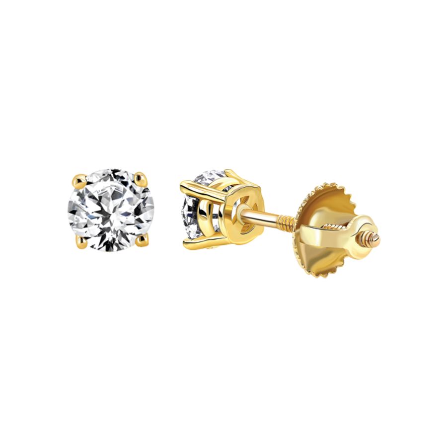 18154859_60395Y-33622.jpg LADIES SOLITAIRE EARRINGS 0.75CT ROUND DIAMOND 14K YELLOW GOLD - Image 1