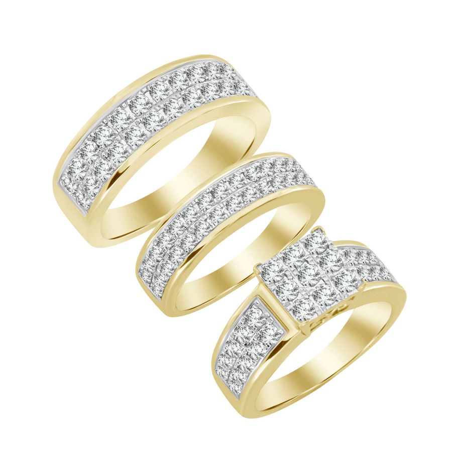 18154925_239386Y-33691.jpg LADIES TRIOS SET 3.00CT ROUND DIAMOND 10K YELLOW GOLD - Image 1