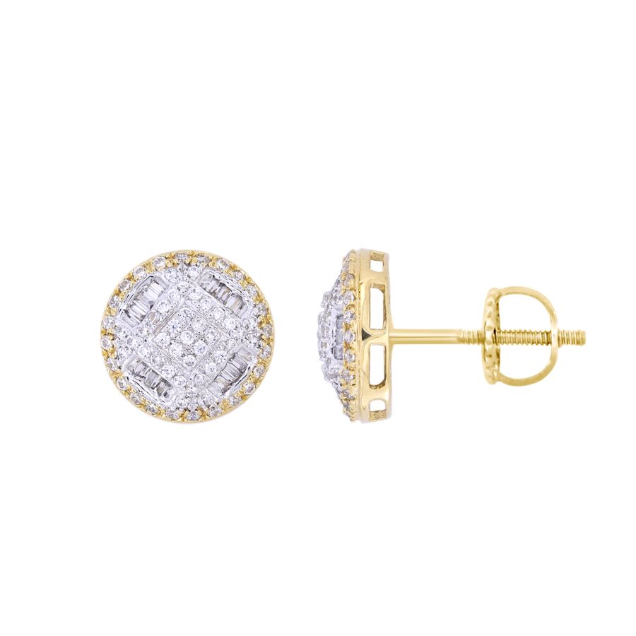 18155042_301094Y-34494.jpg LADIES EARRINGS 0.50CT ROUND/BAGUETTE DIAMOND 10K YELLOW GOLD - Image 1