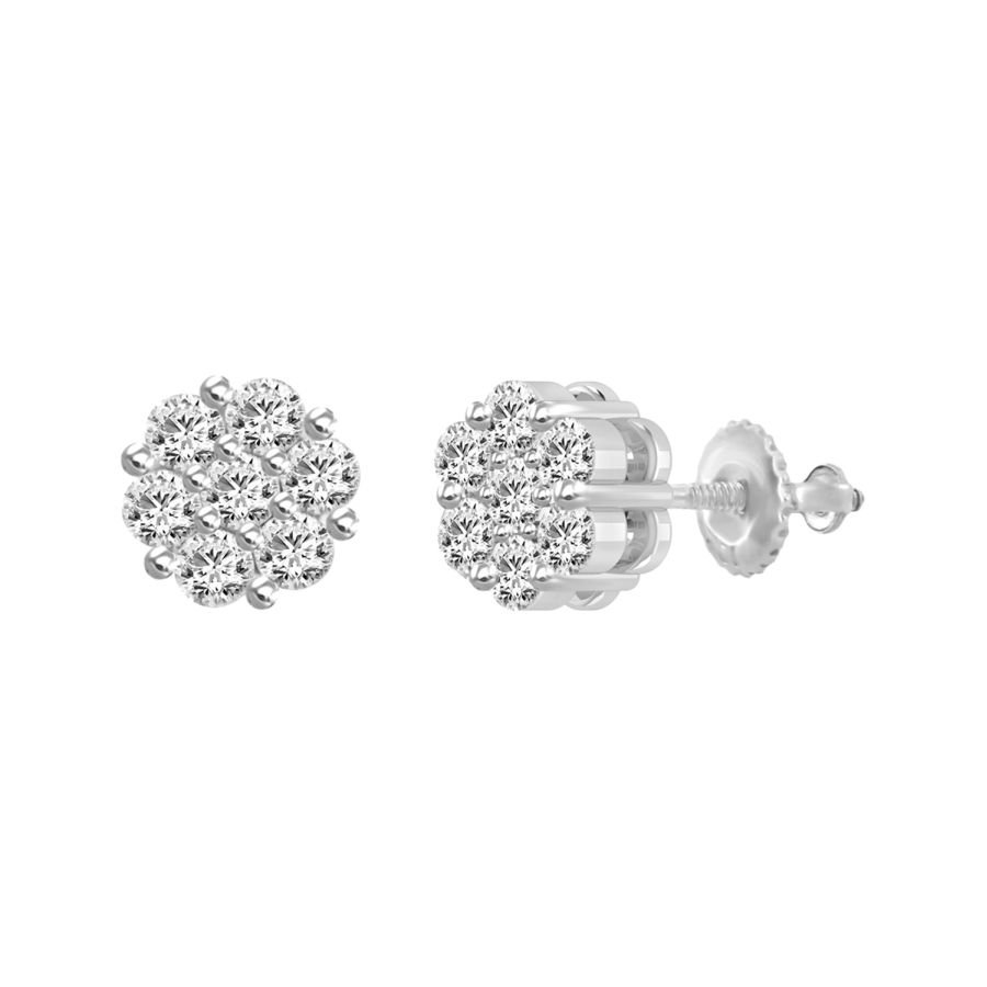 18155084_78030W-A-34702.jpg LADIES FLOWER EARRINGS 0.33CT ROUND DIAMOND 14K WHITE GOLD - Image 1
