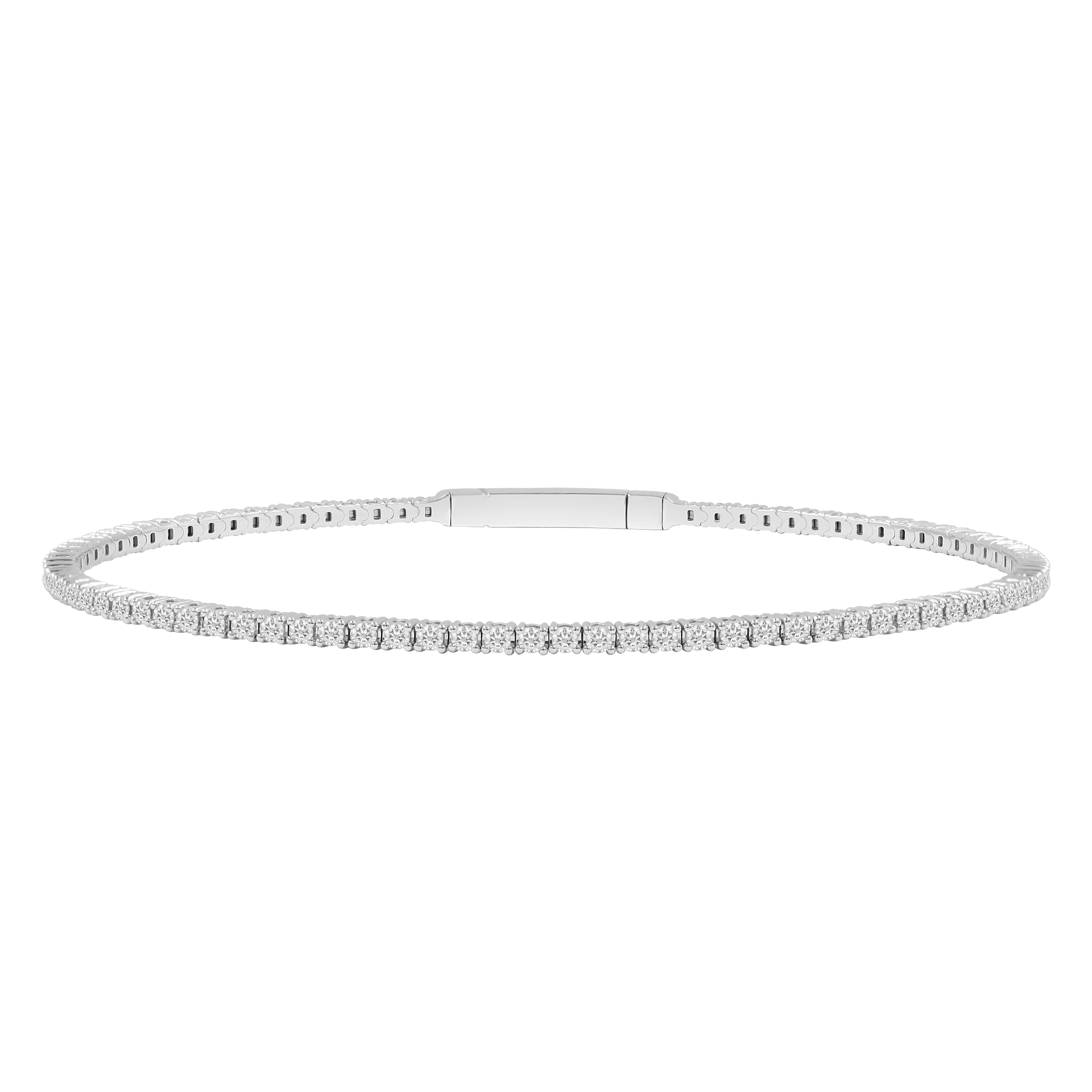 18155086_289894W-34718.jpg LADIES FULL FLEXIBLE BANGLE 2.00CT ROUND DIAMOND 14K WHITE GOLD - Image 1