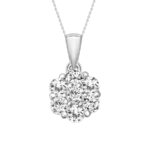 LADIES PENDANT WITH CHAIN 0.25CT ROUND DIAMOND 14K WHITE GOLD