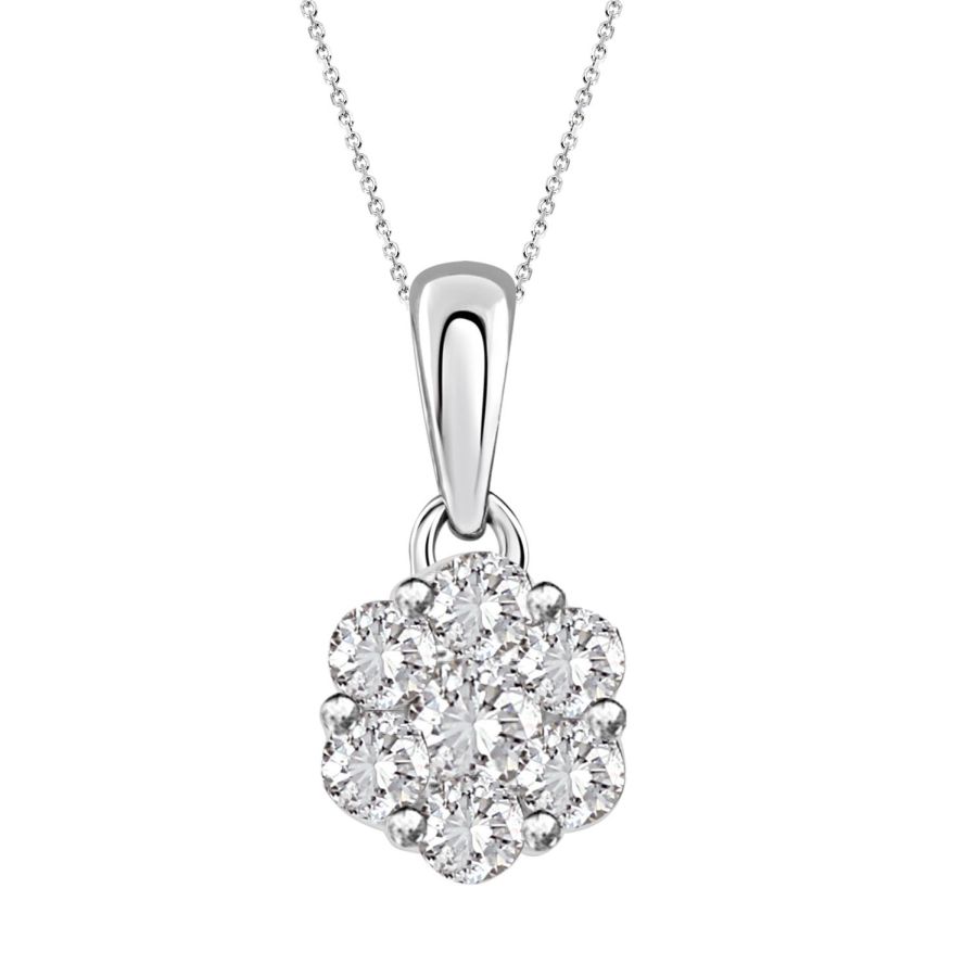 18155105_68111W-34809.jpg LADIES PENDANT WITH CHAIN 1.00CT ROUND DIAMOND 14K WHITE GOLD - Image 1