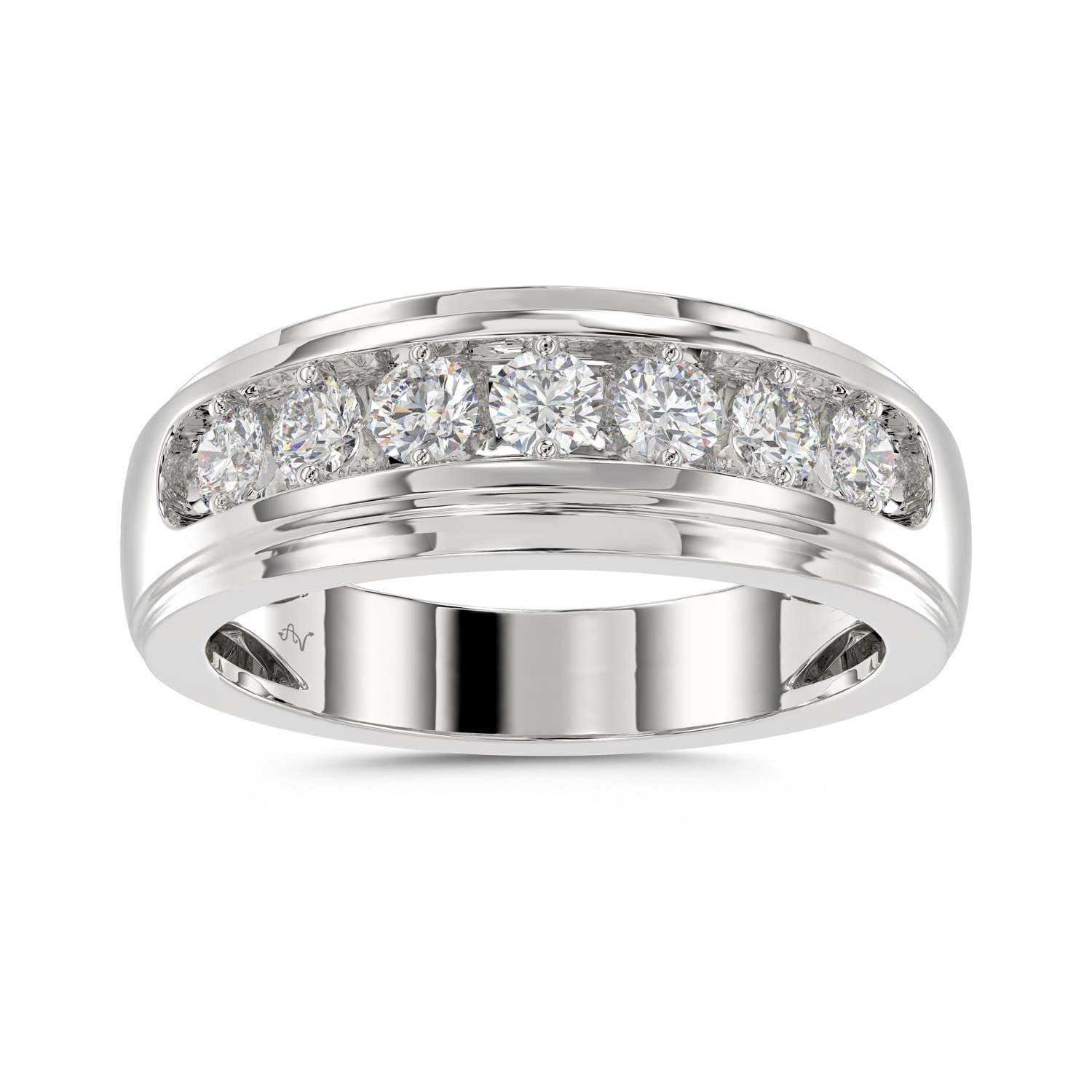 18155124_74145W-34910.jpg MEN'S BAND 1.00CT ROUND DIAMOND 10K WHITE GOLD - Image 1