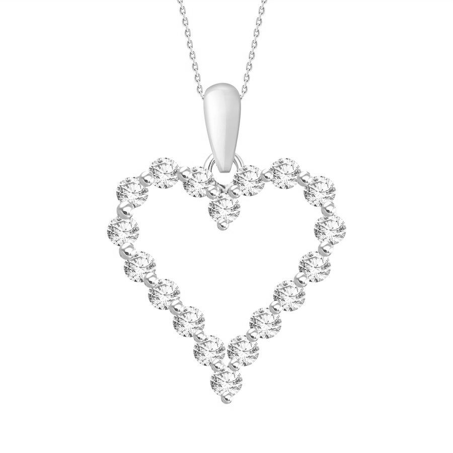 18155146_205350W-A-36202.jpg LADIES HEART PENDANT 0.25CT ROUND DIAMOND 14K WHITE GOLD (SI QUALITY) - Image 1
