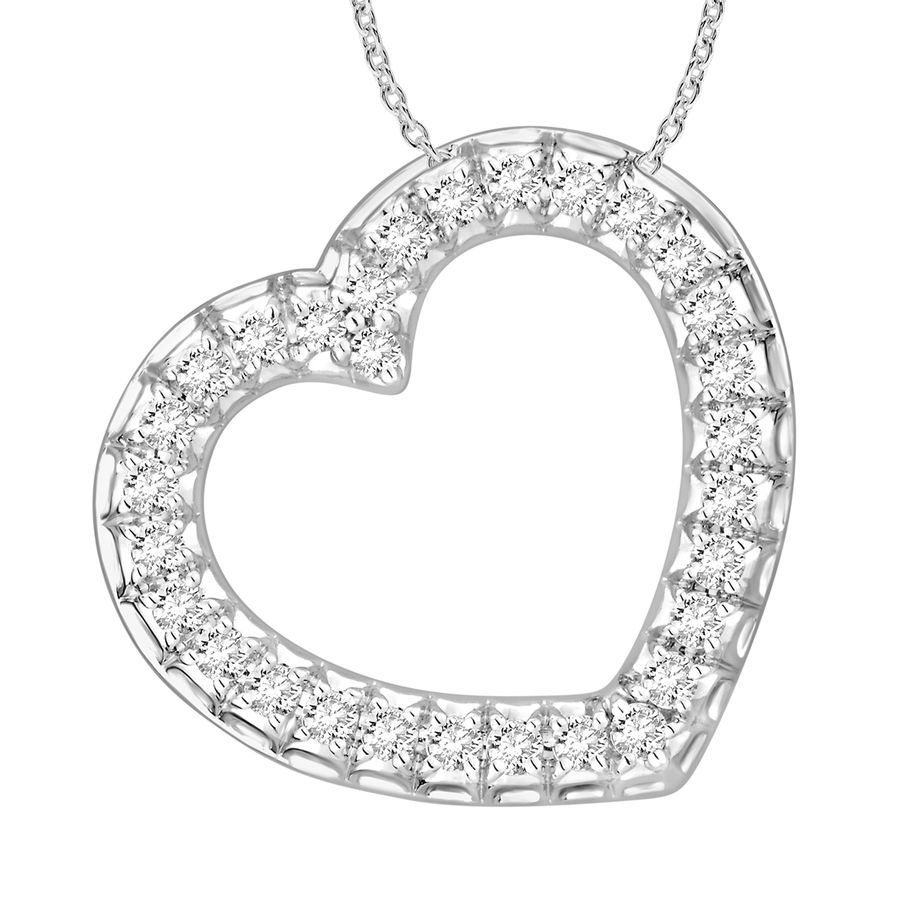 18155167_218996W-37729.jpg LADIES PENDANT WITH CHAIN 0.50CT ROUND DIAMOND 10K WHITE GOLD - Image 1