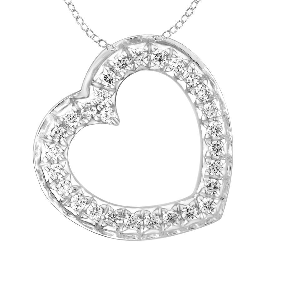 18155168_219001W-37730.jpg LADIES PENDANT WITH CHAIN 0.25CT ROUND DIAMOND 10K WHITE GOLD - Image 1