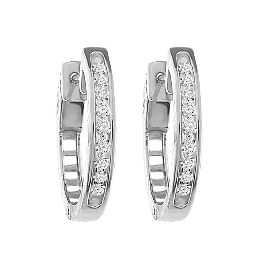 18155316_292037W-43727.jpg LADIES HOOP EARRINGS 0.25CT ROUND DIAMOND 14K WHITE GOLD - Image 1