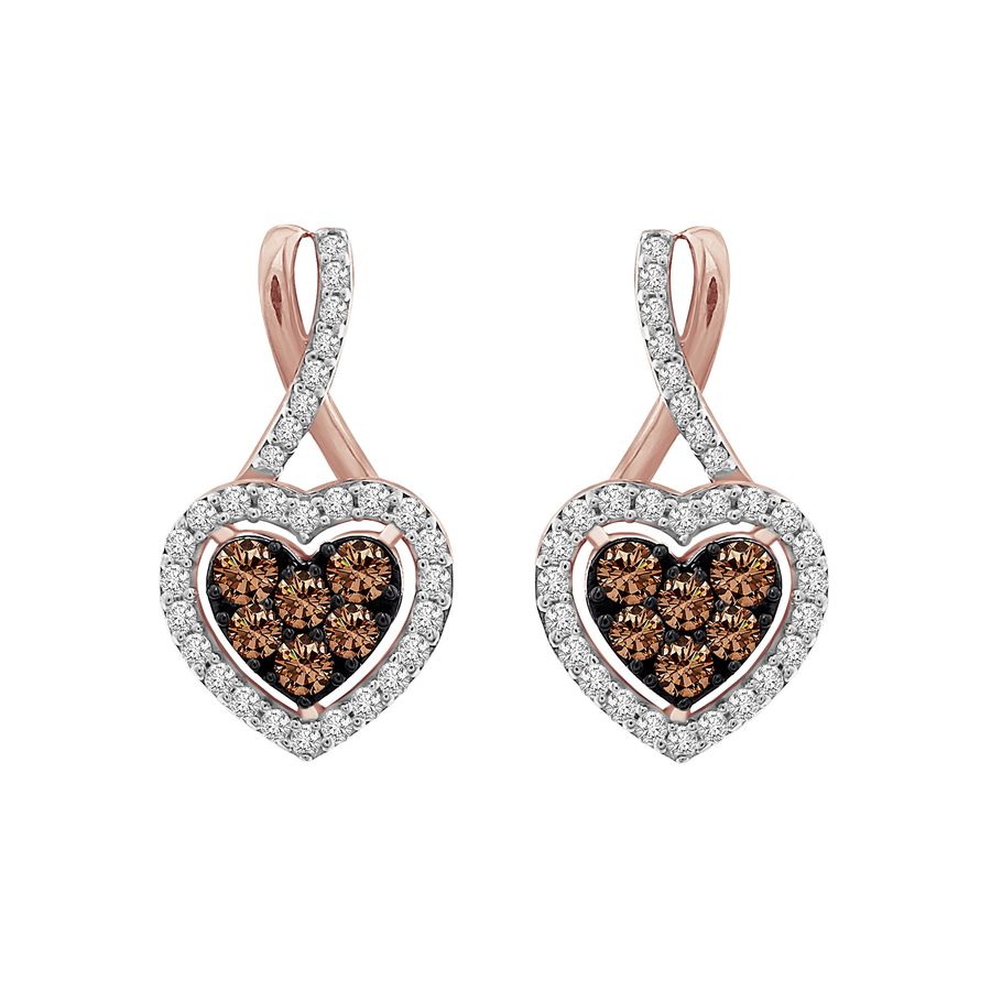 18155322_292653R-A-43852.jpg LADIES EARRINGS 0.75CT ROUND DARK BROWN DIAMOND 14K ROSE GOLD (SI QUALITY) - Image 1