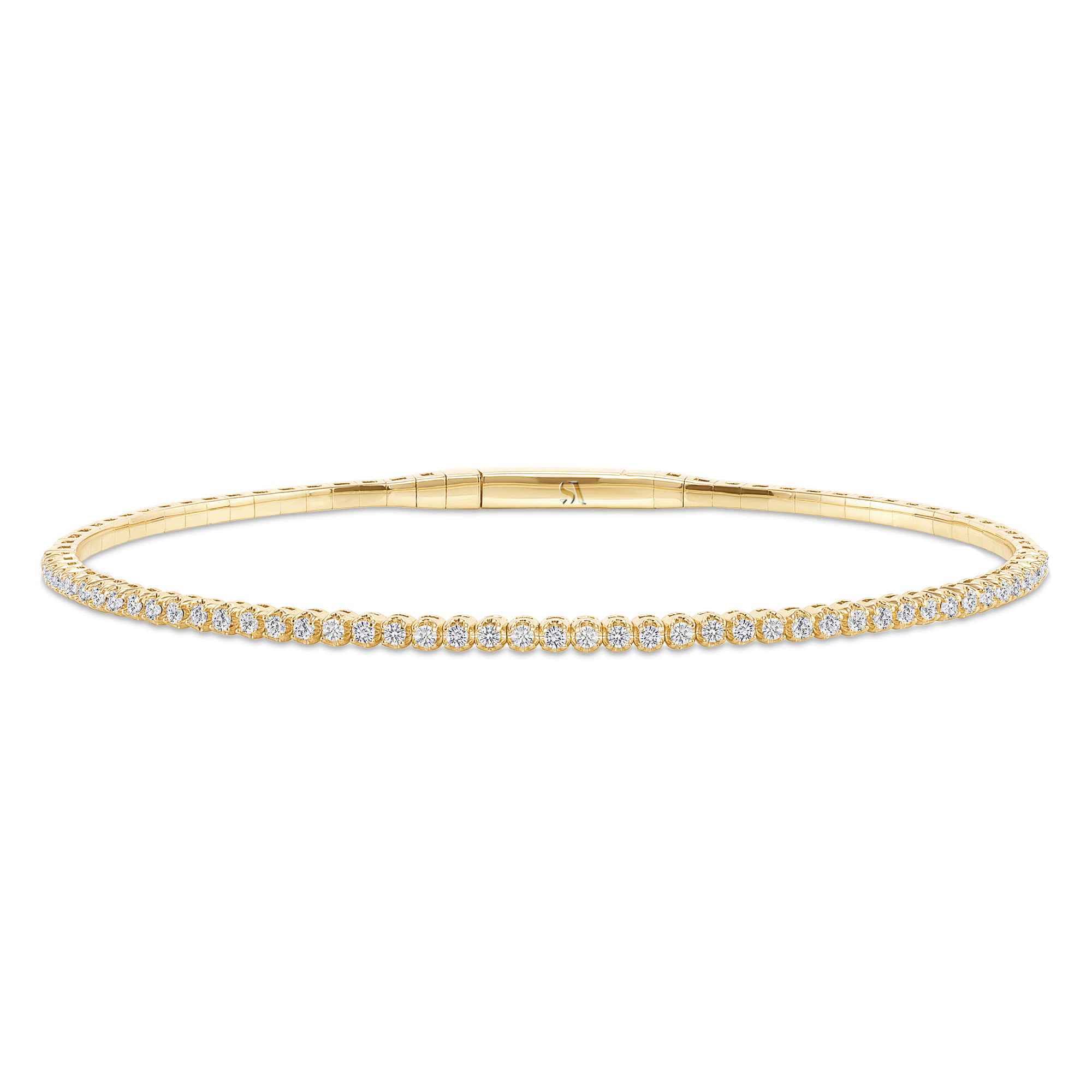 18155529_291213Y-57984.jpg LADIES HALF FLEXIBLE BANGLE 1.00CT ROUND DIAMOND 14K YELLOW GOLD - Image 1
