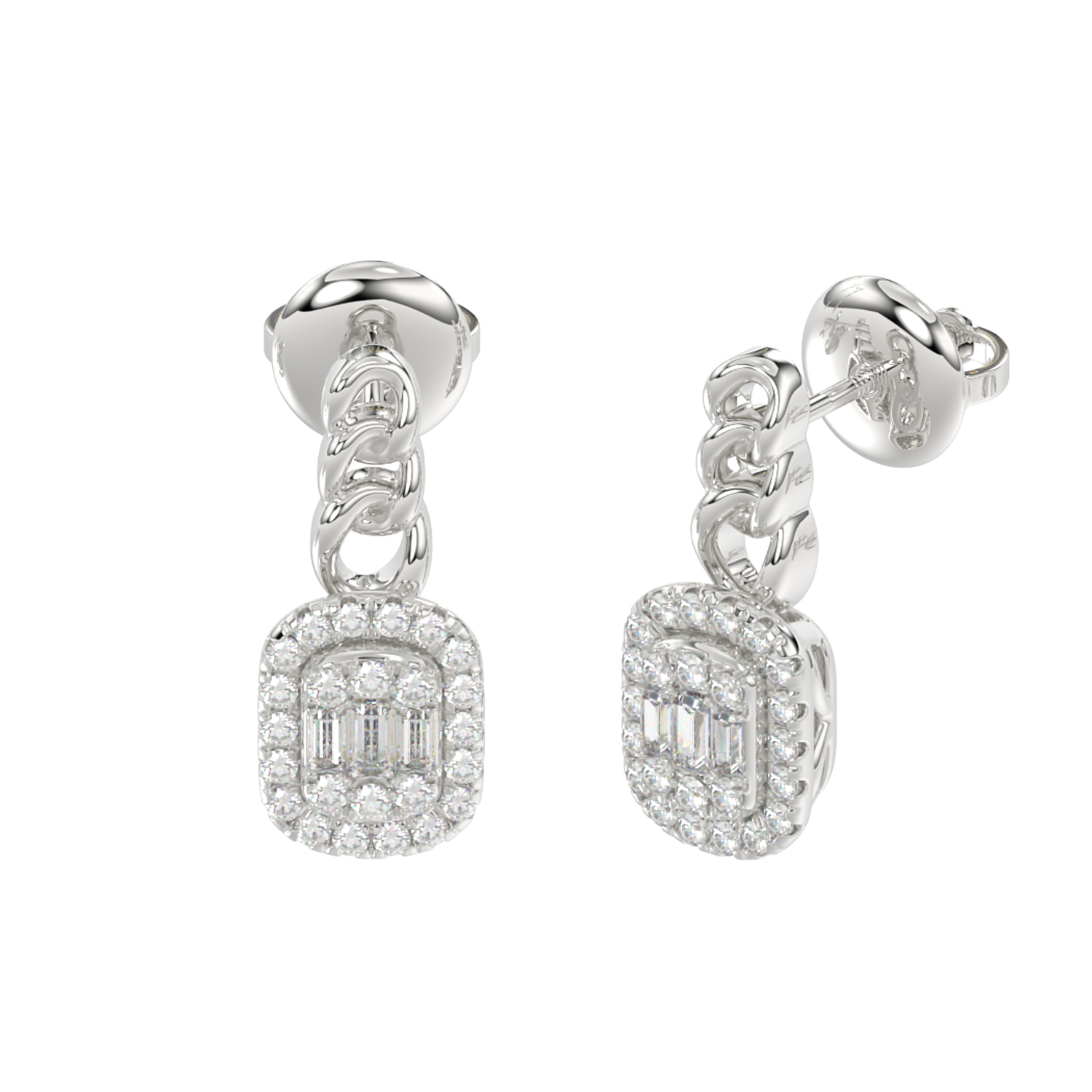 18155537_305864W-A-58061.jpg LADIES EARRINGS 0.33CT ROUND/BAGUETTE DIAMOND 14K WHITE GOLD - Image 1