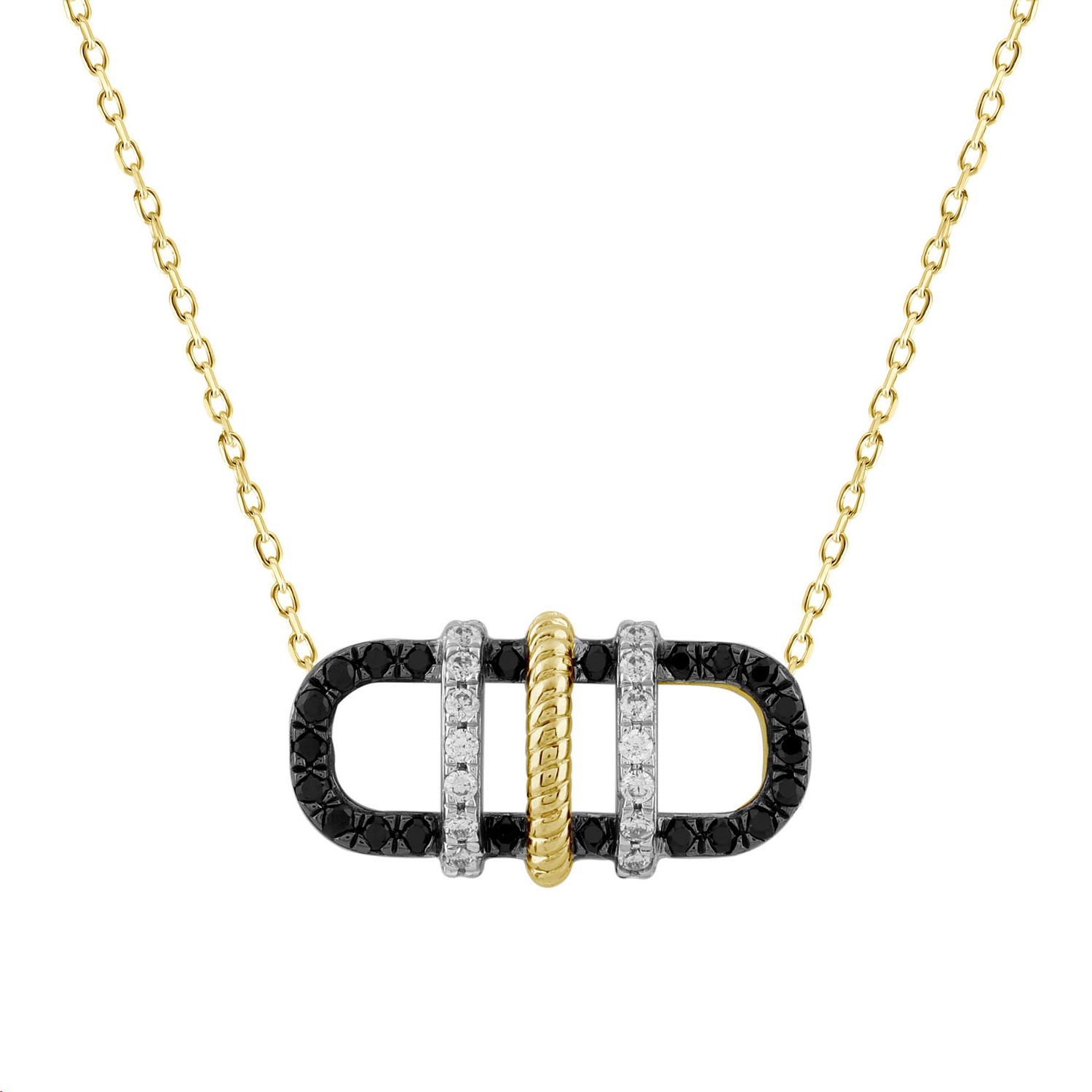 18155552_321951Y-A-58153.jpg LADIES PENDANT WITH CHAIN 0.25CT BLACK/ROUND DIAMOND 14K YELLOW GOLD - Image 1