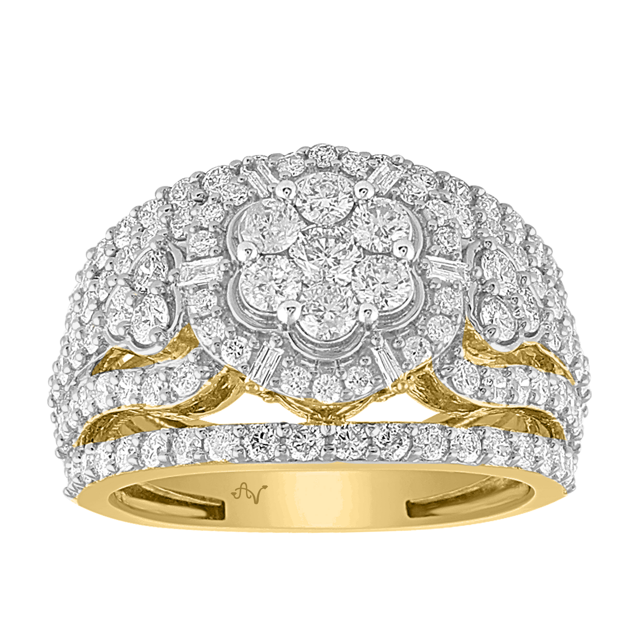 18155578_313171Y-58300.jpg LADIES RING 2.00CT ROUND/BAGUETTE DIAMOND 10K YELLOW GOLD - Image 1