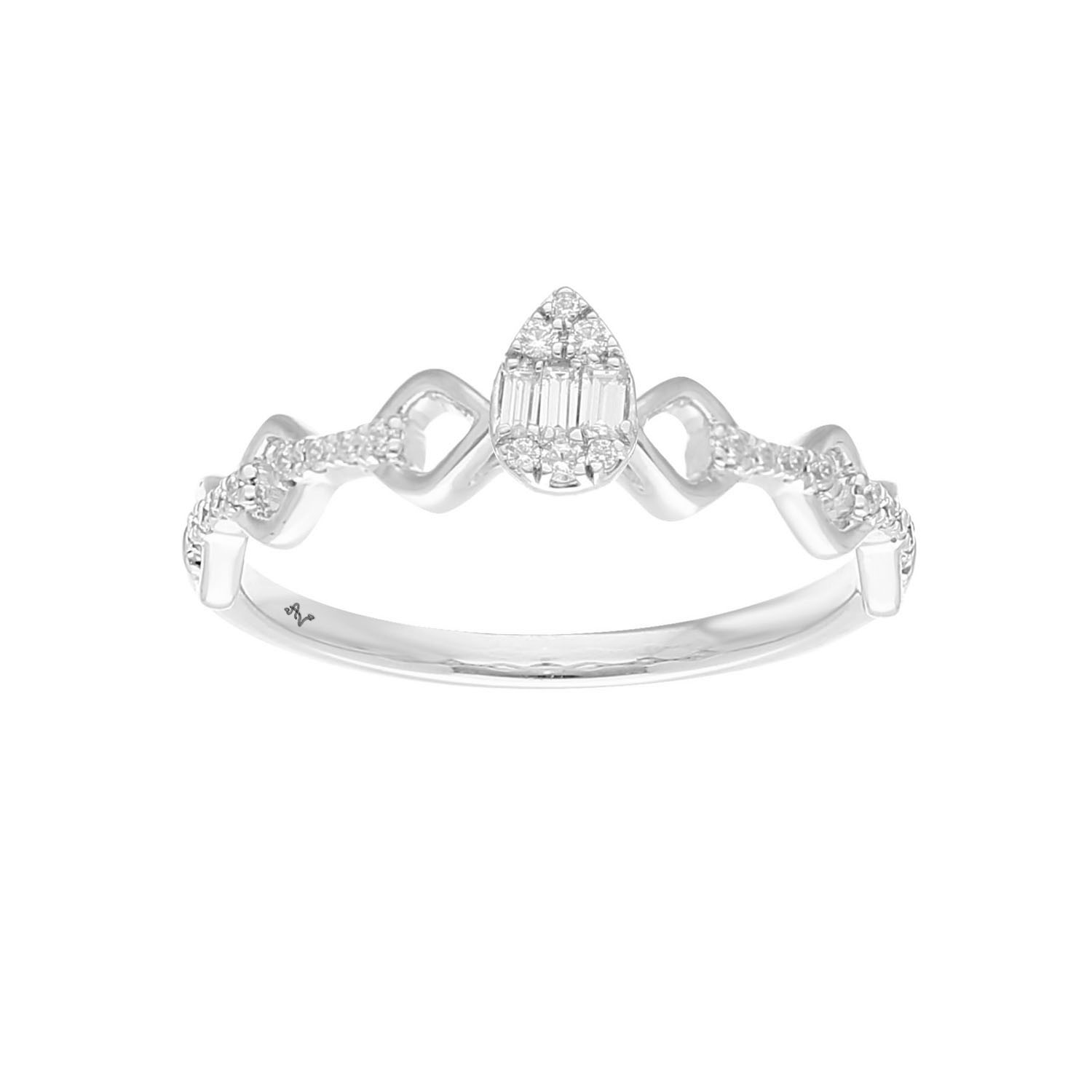 18155629_329129W-A-59202.jpg LADIES RING 0.15CT ROUND/BAGUETTE DIAMOND 14K WHITE GOLD (SI QUALITY) - Image 1