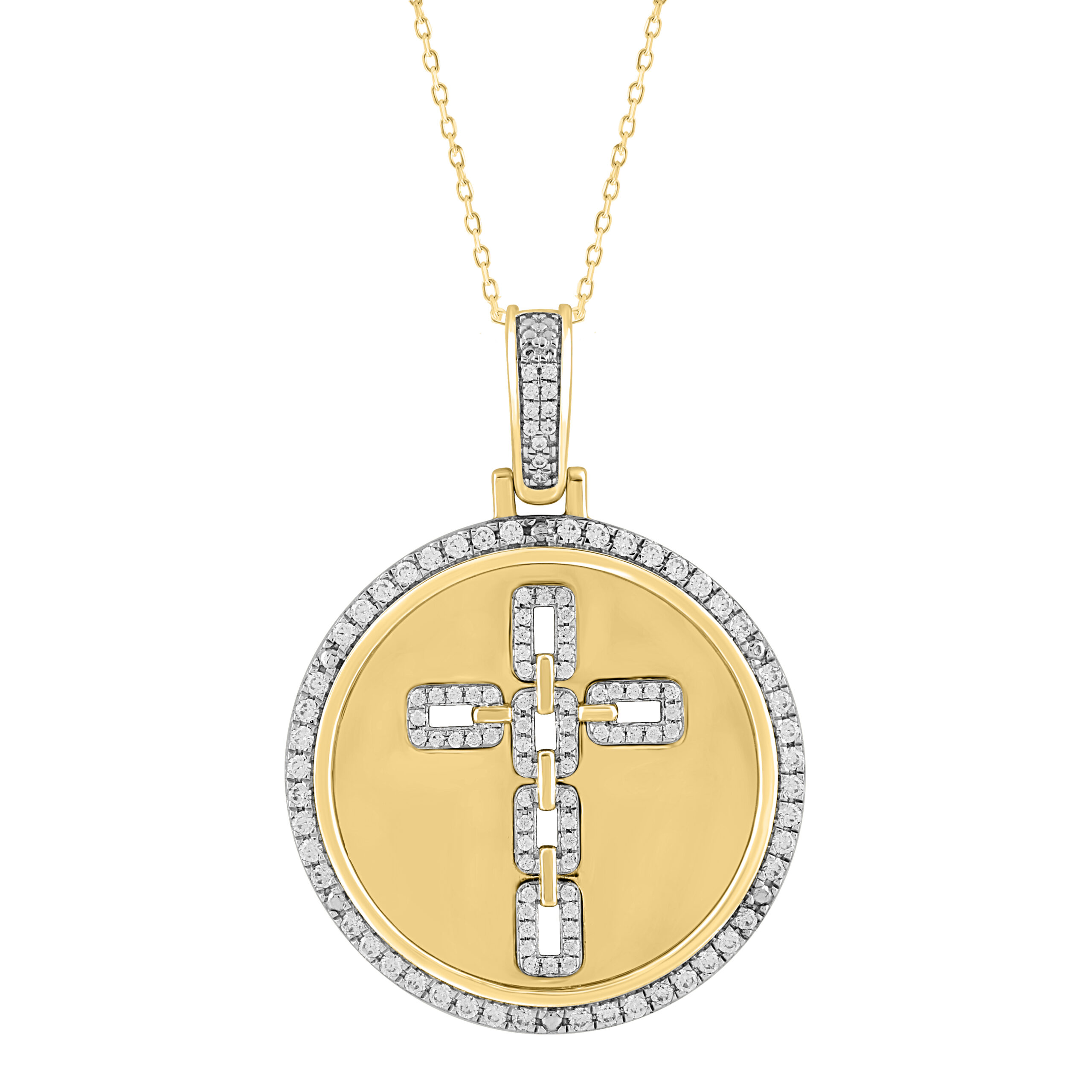 18155631_329700Y-59285.jpg MEN'S CHARM PENDANT 0.50CT ROUND DIAMOND 10K YELLOW GOLD - Image 1
