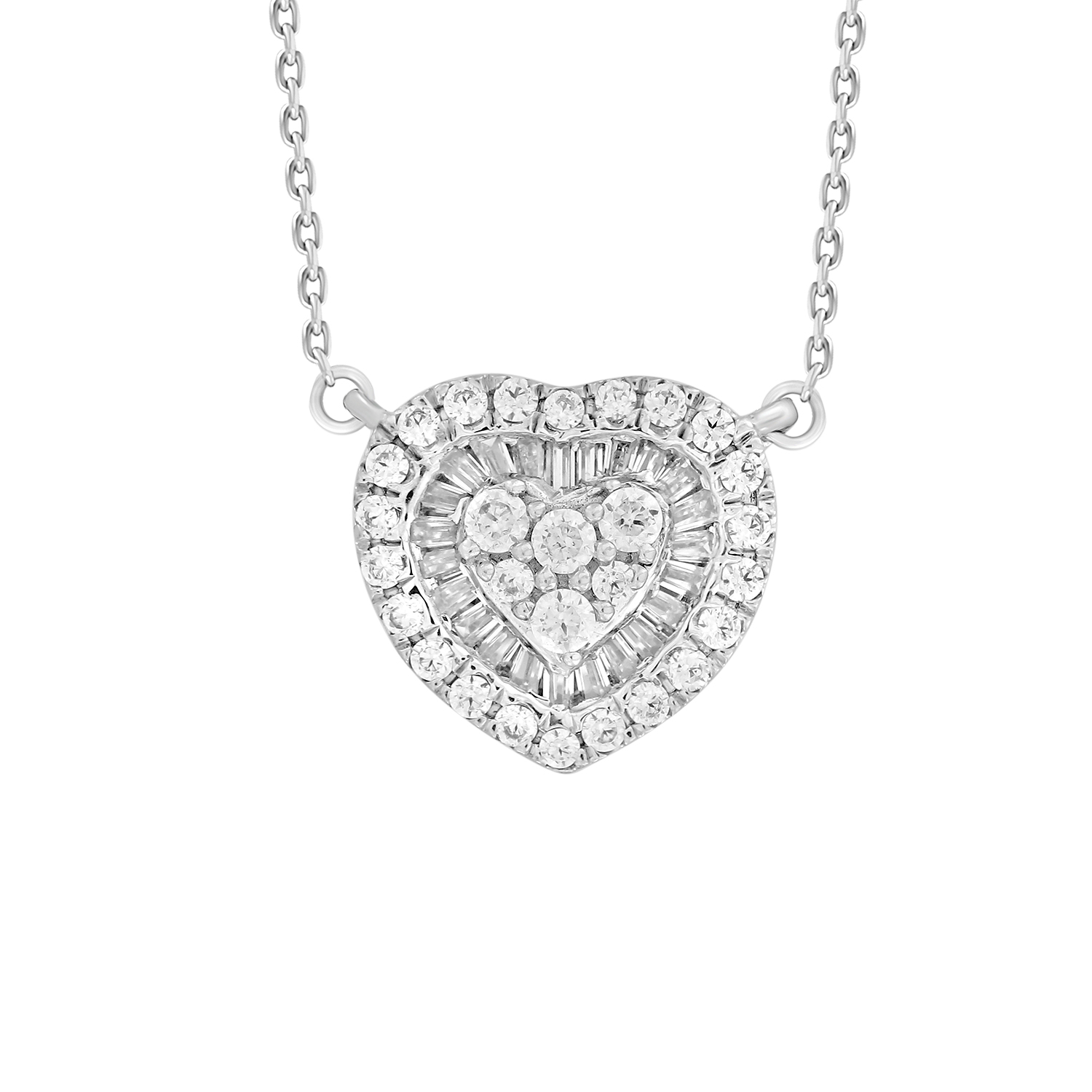18155671_291610W-4936334.jpg LADIES NECKLACE 0.50CT ROUND/BAGUETTE DIAMOND 10K WHITE GOLD - Image 1