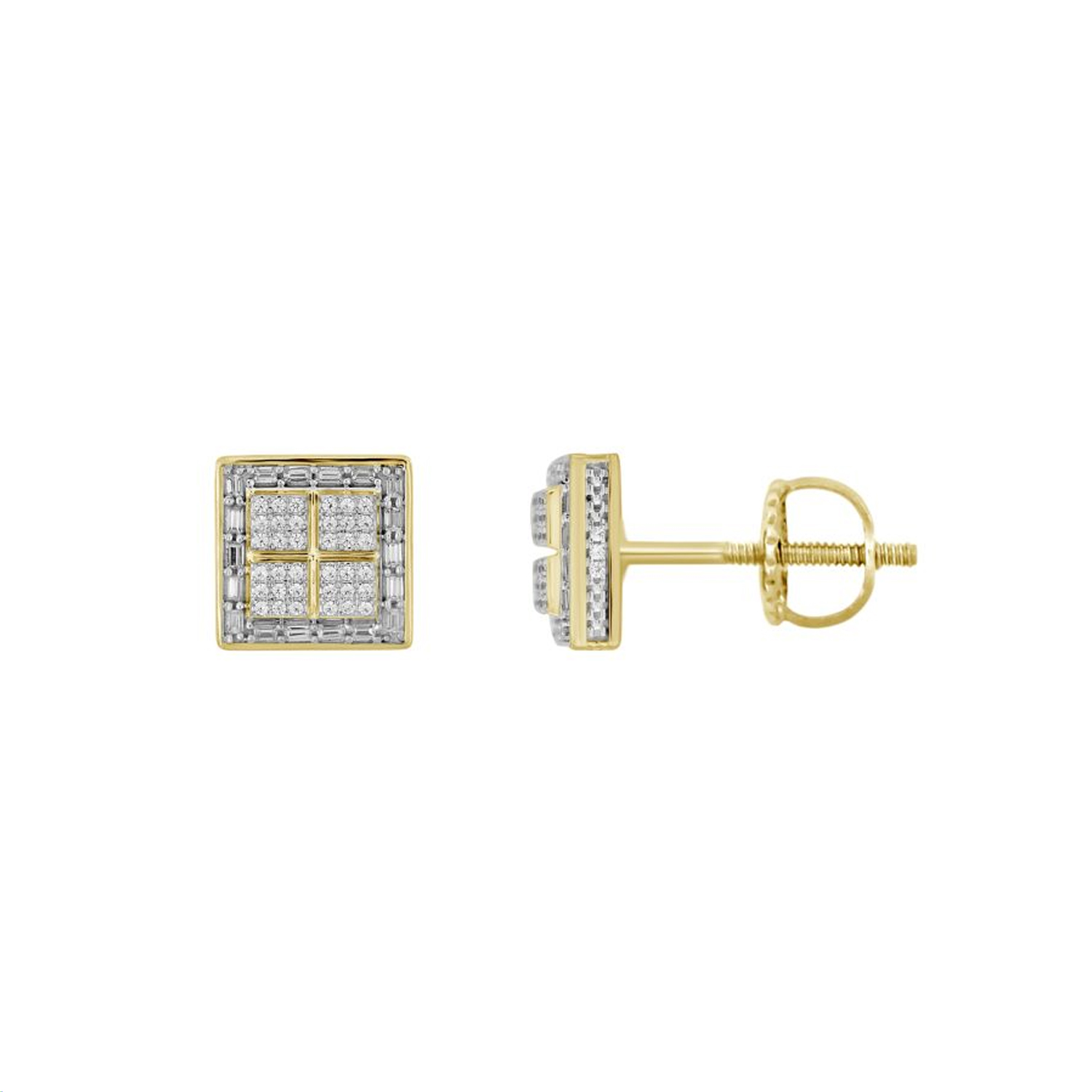 18155684_297701Y-4936641.jpg LADIES EARRING 0.33CT ROUND/BAGUETTE DIAMOND 10K YELLOW GOLD - Image 1