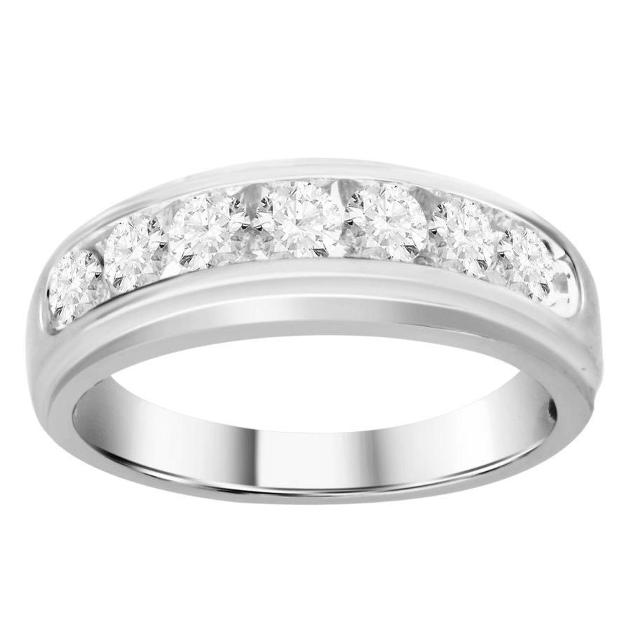 18155711_65839W-A-4937809.jpg MEN'S BAND 1.00CT ROUND DIAMOND 14K WHITE GOLD - Image 1