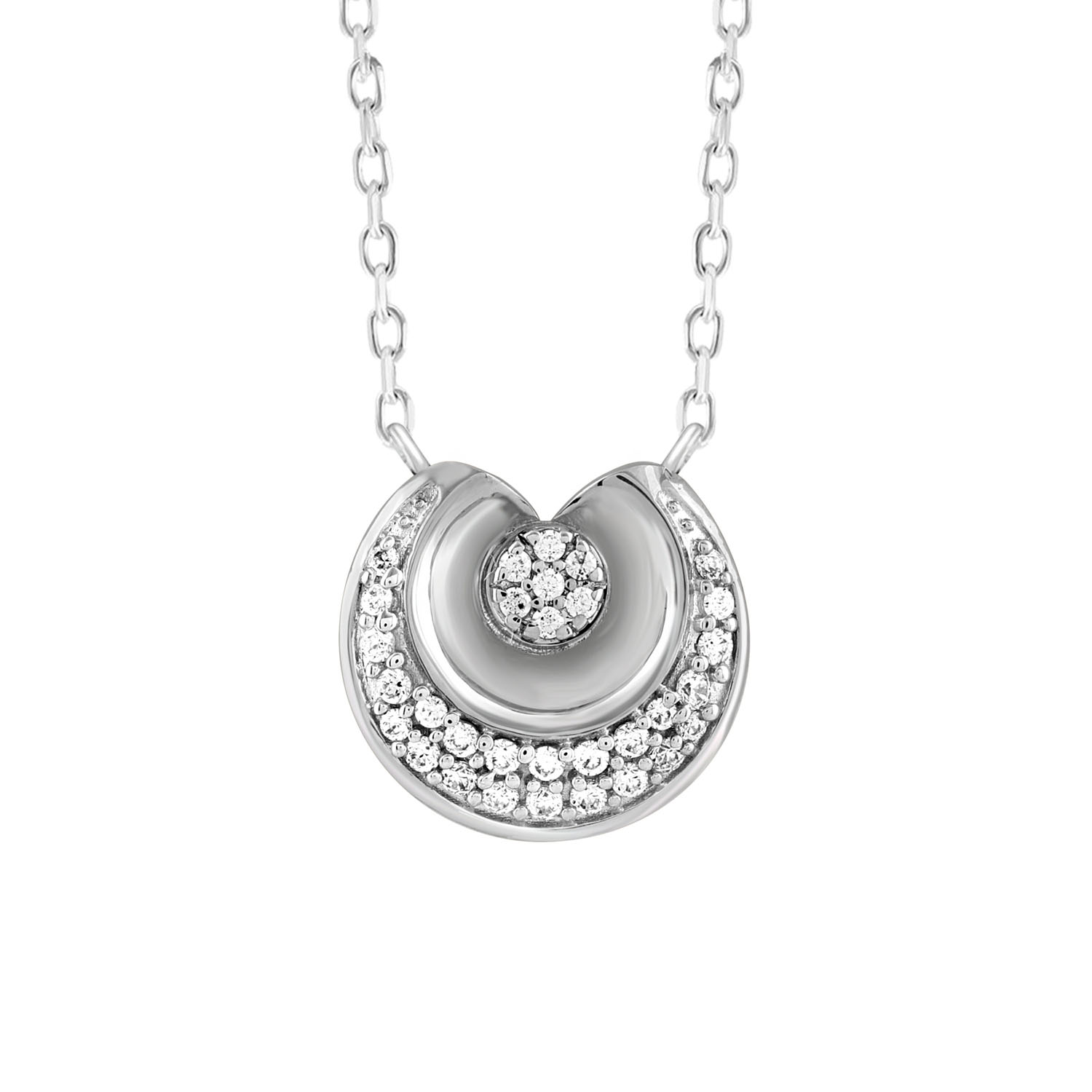 18155720_313756W-4938036.jpg LADIES NECKLACE 0.10CT ROUND DIAMOND 10K WHITE GOLD - Image 1
