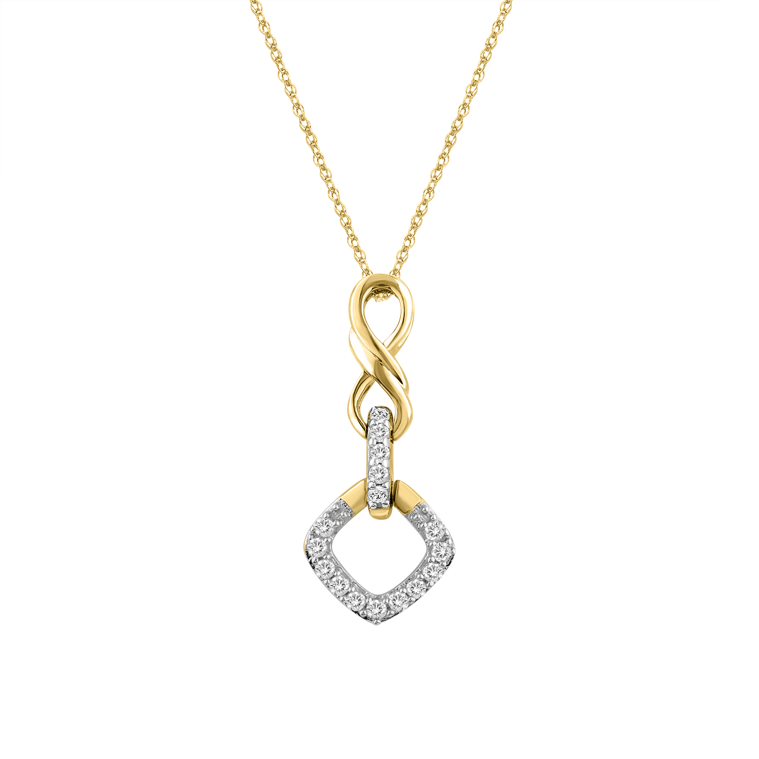 18155835_338963Y-4939656.jpg LADIES PENDANT WITH CHAIN 0.10CT ROUND DIAMOND 10K YELLOW GOLD - Image 1
