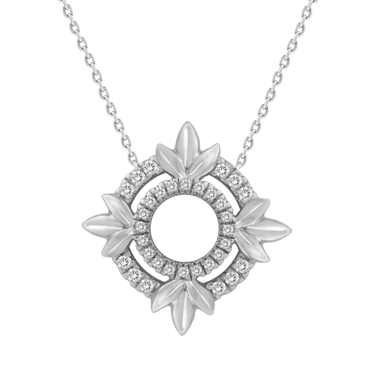 18155862_339188W-4939682.jpg LADIES NECKLACE 0.16CT ROUND DIAMOND 10K WHITE GOLD - Image 1