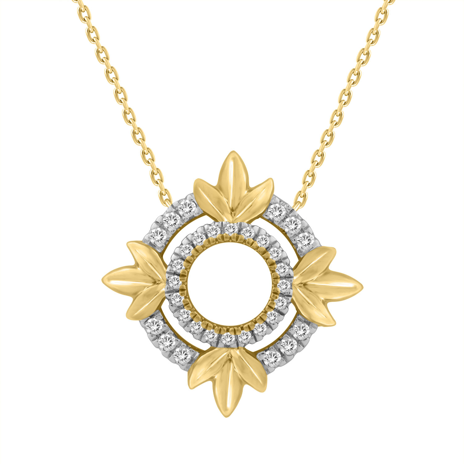 18155866_339188Y-4939683.jpg LADIES NECKLACE 0.16CT ROUND DIAMOND 10K YELLOW GOLD - Image 1