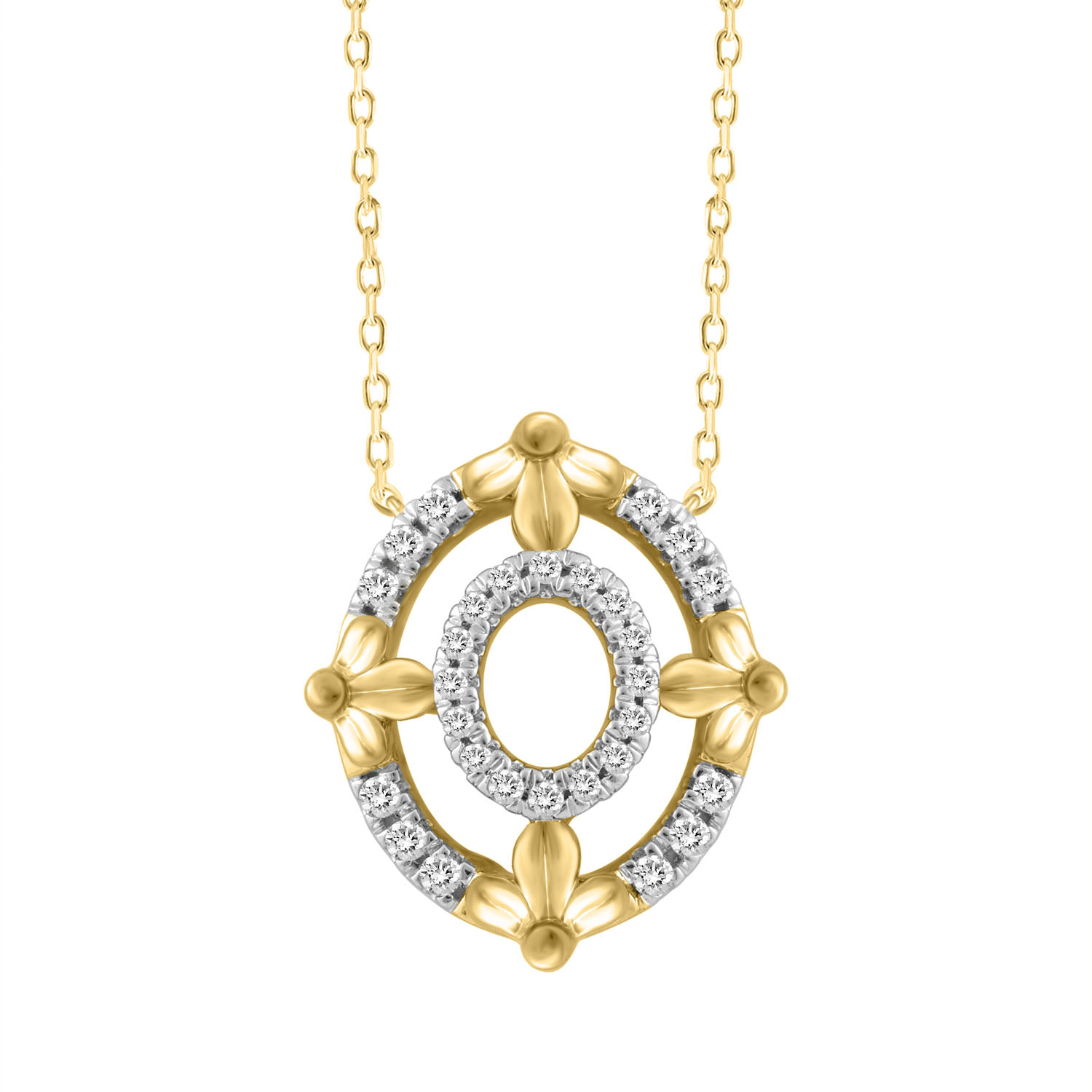 18155873_339201Y-4939686.jpg LADIES NECKLACE 0.16CT ROUND DIAMOND 10K YELLOW GOLD - Image 1