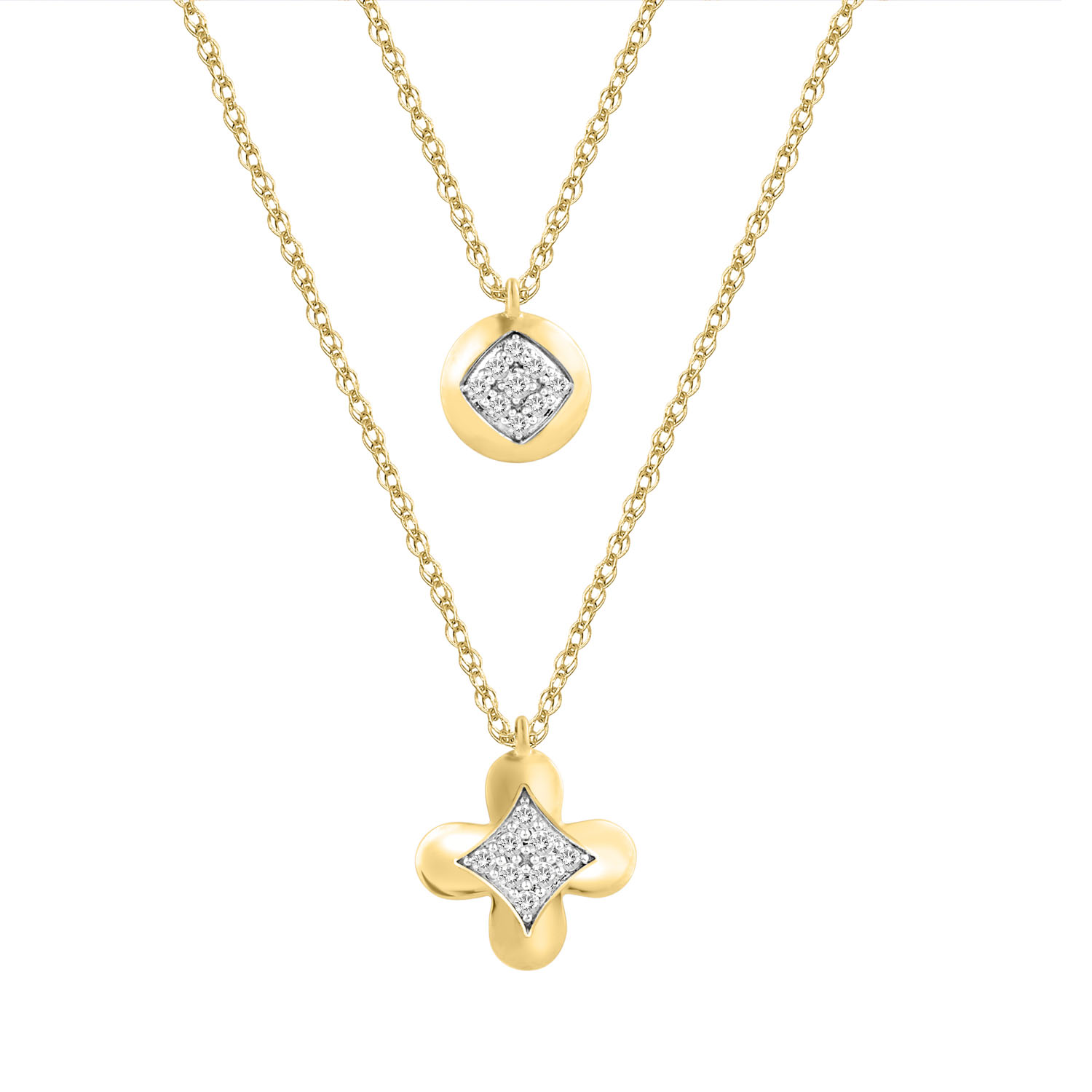 18155922_339709Y-4939726.jpg LADIES NECKLACE 0.15CT ROUND DIAMOND 10K YELLOW GOLD - Image 1