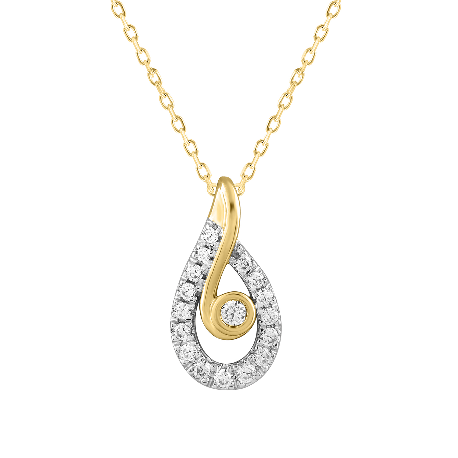 18156076_332390Y-4942686.jpg LADIES PENDANT WITH CHAIN 0.16CT ROUND DIAMOND 14K YELLOW GOLD - Image 1