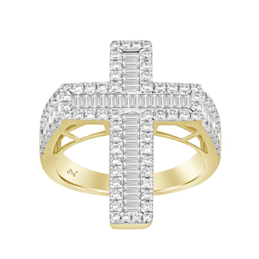 18245196_299300Y-58278.jpg MEN'S RING 1.65CT ROUND/BAGUETTE DIAMOND 10K YELLOW GOLD - Image 1