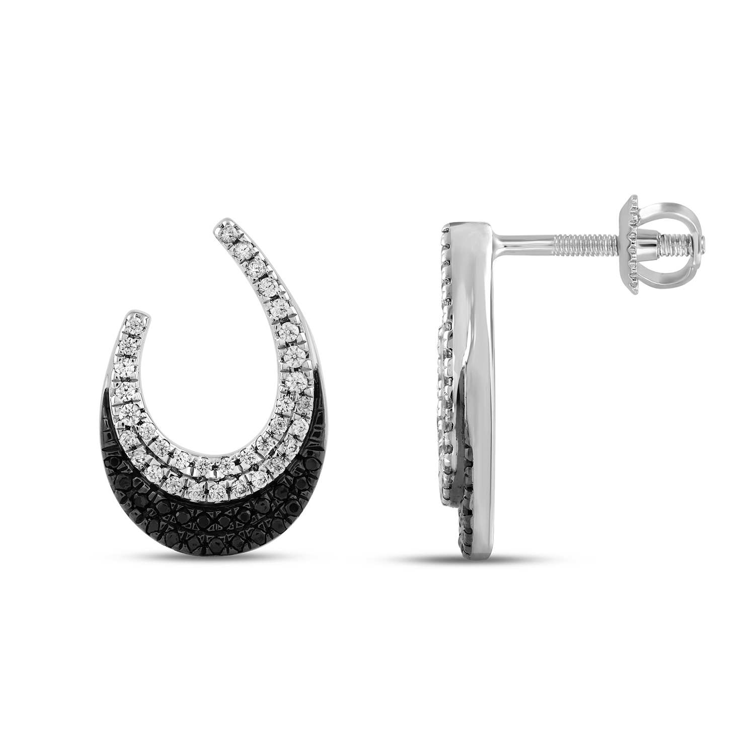 18251131_332541W.jpg LADIES EARRINGS 0.33CT BLACK/ROUND DIAMOND 14K WHITE GOLD - Image 1